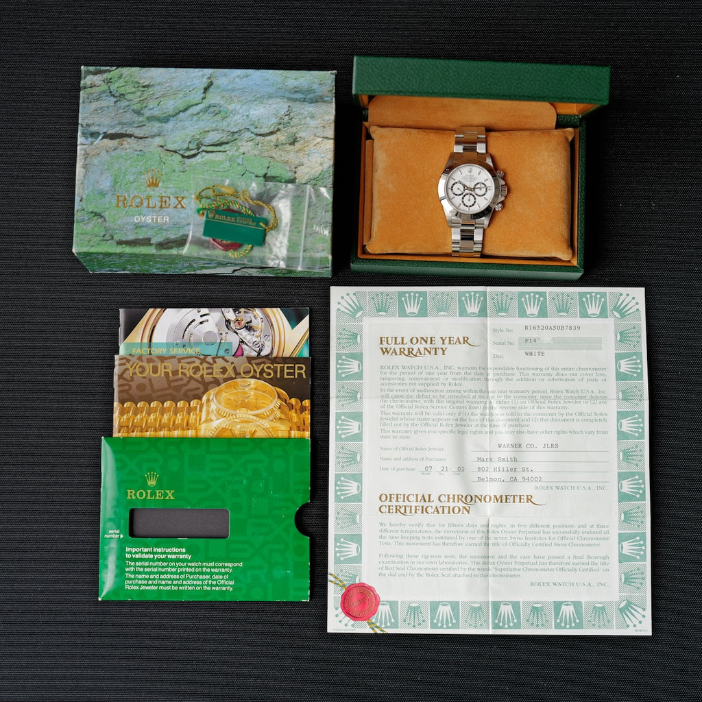 ロレックス/デイトナ16520/最終品番/P番/マーク7ダイヤル/USギャラ/フルセット/ROLEX DAYTONA REF.16520 Mark 7 Dial 2000 US Guarantee Full Set