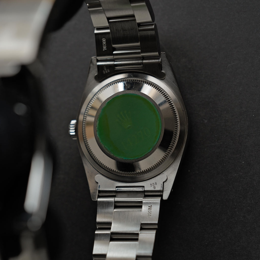 ロレックス/エクスプローラー14270/E番/パティーナダイヤル/オールトリチウム/シングルバックル/ラグ横穴あり/保証書付きフルセット/ROLEX EXPLORER 1 REF.14270 "PATINA" E-Serial All Tritium Single Buckle 1990Y Full Set