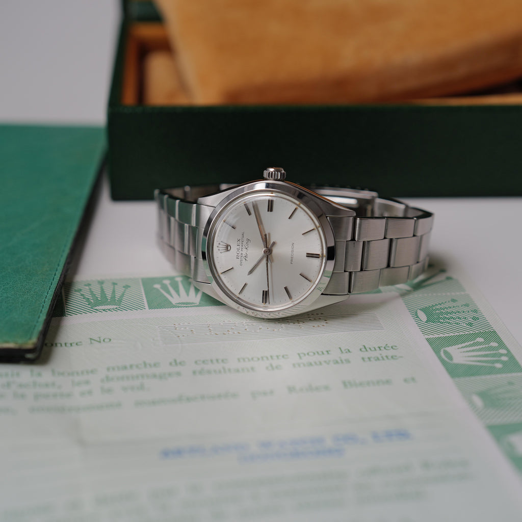 ロレックス/エアキング5500/シルバーダイヤル/箱・保証書付き/ROLEX AIR-KING REF.5500 "SILVER DIAL" 1977Y with Box and Paper
