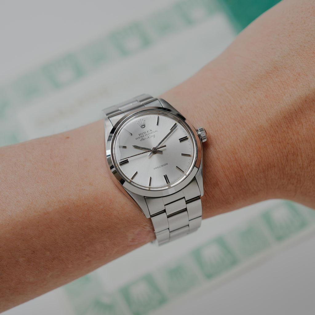 ロレックス/エアキング5500/シルバーダイヤル/箱・保証書付き/ROLEX AIR-KING REF.5500 "SILVER DIAL" 1977Y with Box and Paper