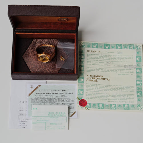 ロレックス/デイデイト オイスタークォーツ/19018N/18Kイエローゴールド/箱・国際保証書付き/ROLEX DAY-DATE OYSTER-QUARTZ REF.19018N 18KYG with Paper and Box 1986Y