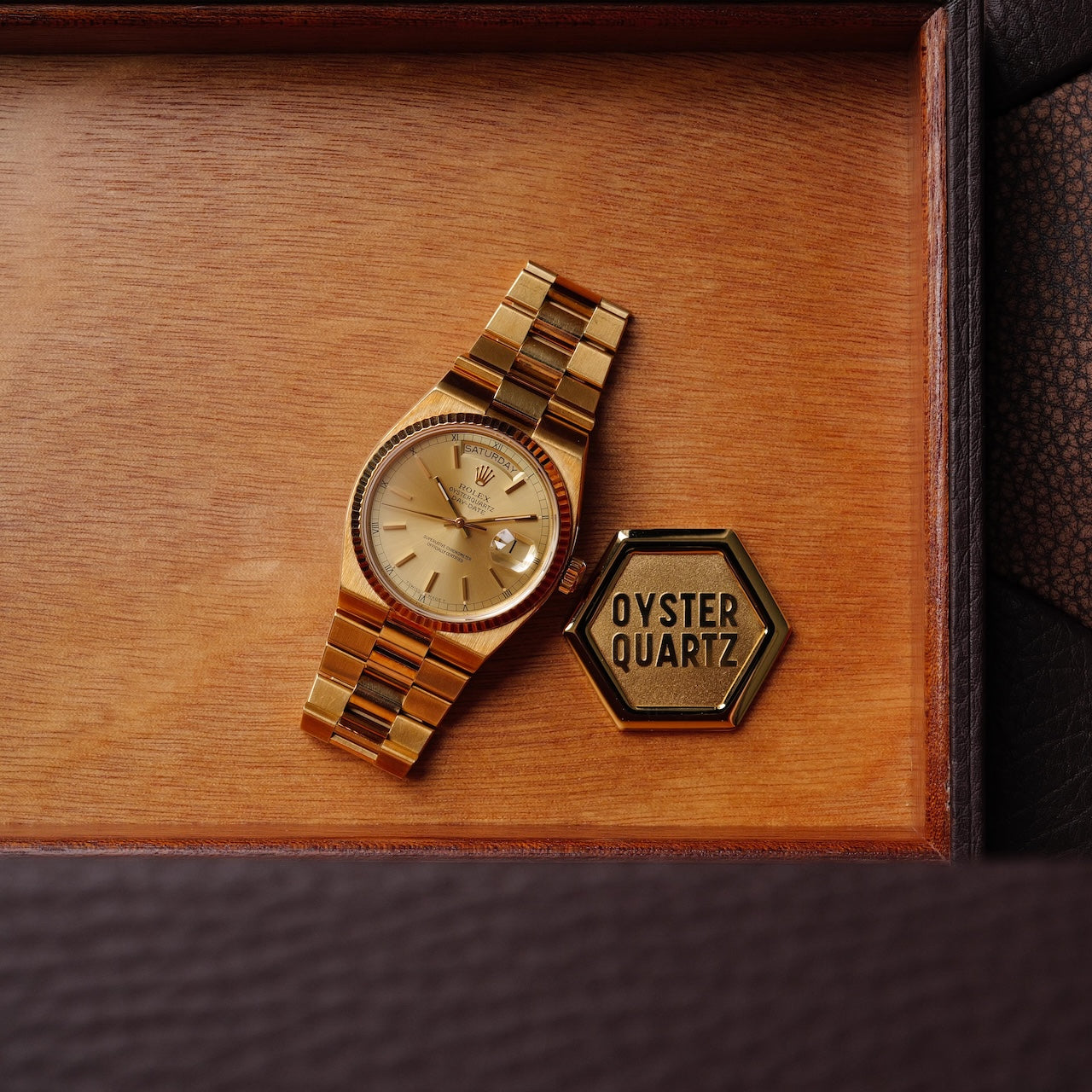 ロレックス/デイデイト オイスタークォーツ/19018N/18Kイエローゴールド/箱・国際保証書付き/ROLEX DAY-DATE OYSTER-QUARTZ REF.19018N 18KYG with Paper and Box 1986Y