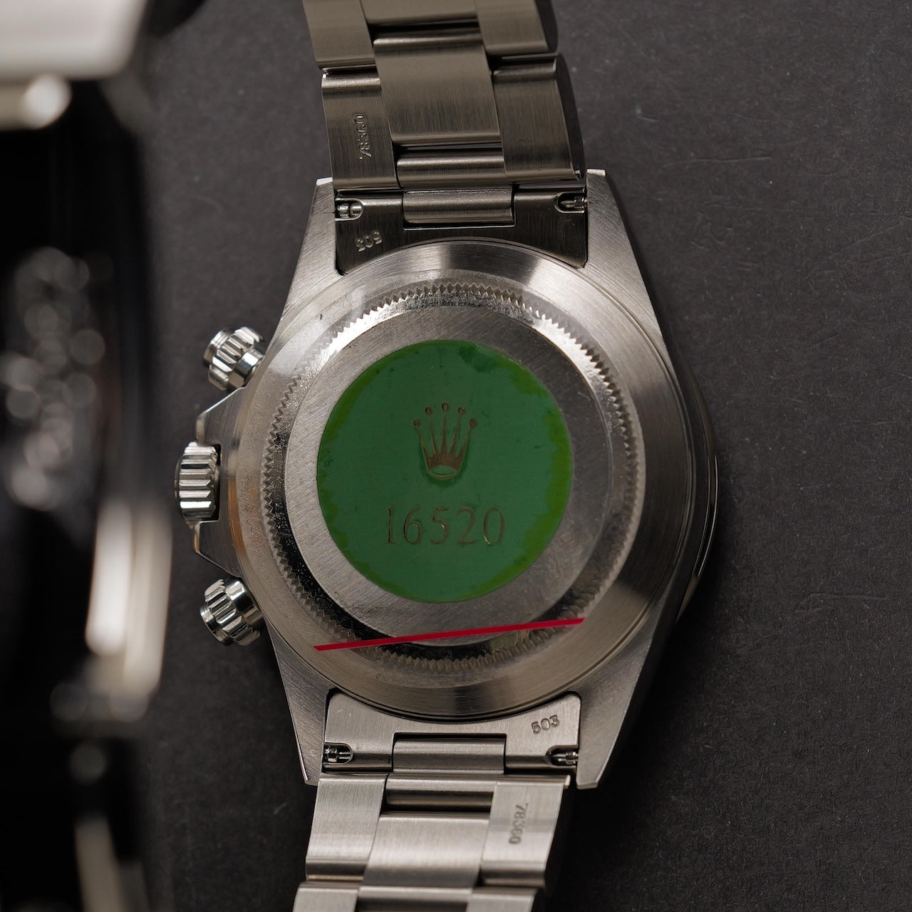 ロレックス/デイトナ16520/N番/マーク３ダイヤル/未使用/逆６/シングルバックル/オールトリチウム/箱・国際保証書付き/ROLEX DAYTONA REF.16520 "Mk.3 Dial" Invert 6 All Tritium Like new condition 1991y with Box and Paper