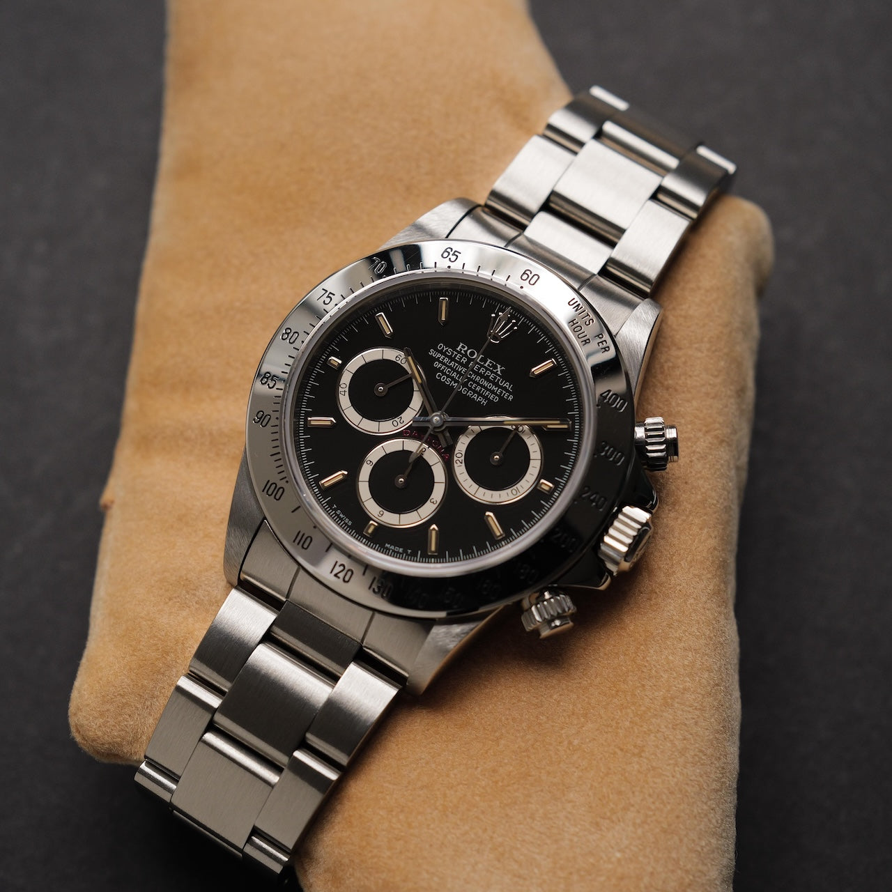 ロレックス/デイトナ16520/N番/マーク３ダイヤル/未使用/逆６/シングルバックル/オールトリチウム/箱・国際保証書付き/ROLEX DAYTONA REF.16520 "Mk.3 Dial" Invert 6 All Tritium Like new condition 1991y with Box and Paper