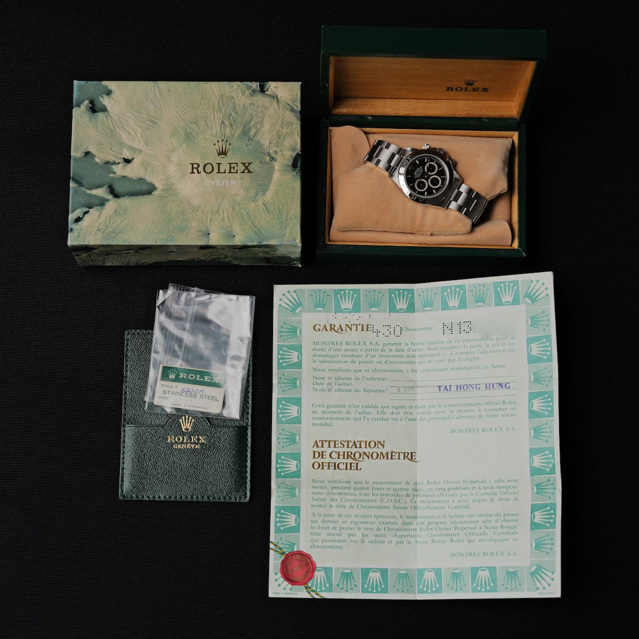 ロレックス/デイトナ16520/N番/マーク３ダイヤル/未使用/逆６/シングルバックル/オールトリチウム/箱・国際保証書付き/ROLEX DAYTONA REF.16520 "Mk.3 Dial" Invert 6 All Tritium Like new condition 1991y with Box and Paper