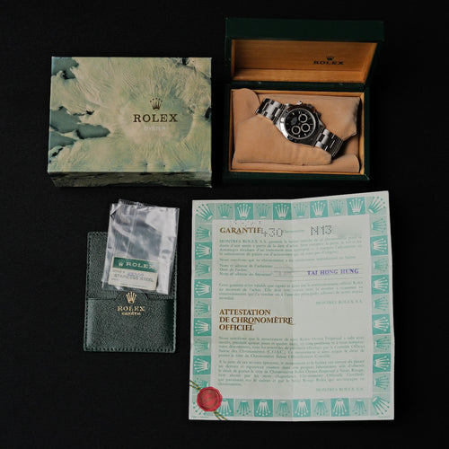 ロレックス/デイトナ16520/N番/マーク３ダイヤル/未使用/逆６/シングルバックル/オールトリチウム/箱・国際保証書付き/ROLEX DAYTONA REF.16520 "Mk.3 Dial" Invert 6 All Tritium Like new condition 1991y with Box and Paper