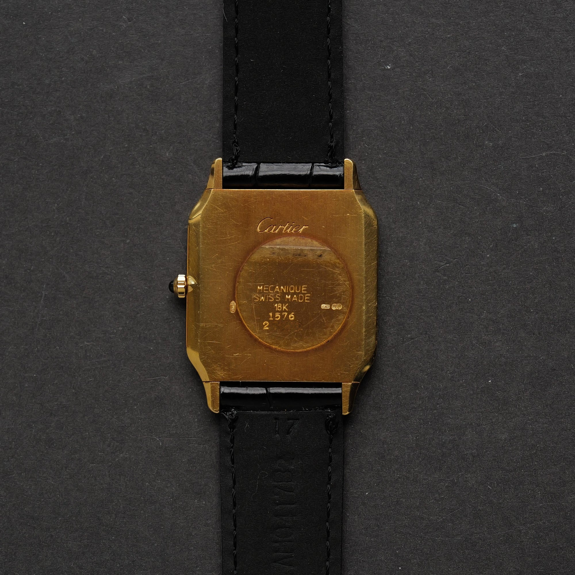 カルティエ/サントス・デュモン1576/LM/プレCPCP/フレデリックピゲ/CARTIER SANTOS DUMONT LM "Pre-CPCP" Extra Plate Ultra Thin Guilloche 1576 18KYG