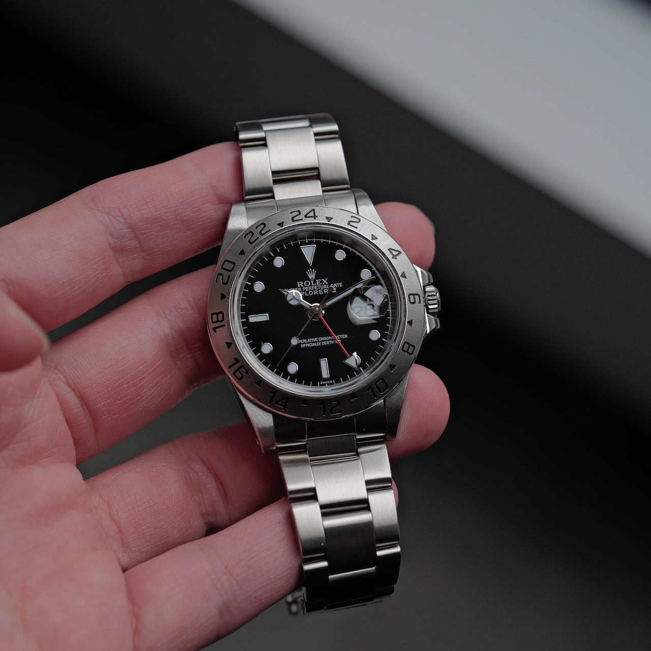 ロレックス/エクスプローラー2/16570/A番/SIWSSオンリー/黒文字盤/保証書付きフルセット/ROLEX EXPLORER 2 REF.16570 "SWISS ONLY" Black dial Full Set 1998-99Y