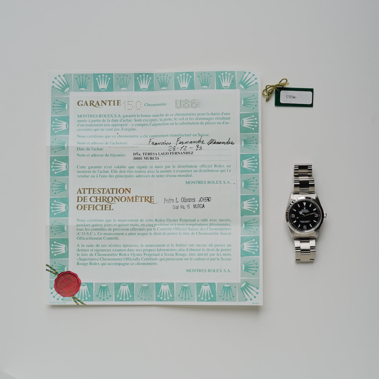 ロレックス/エクスプローラー1/14270/U番/SWISSオンリー/保証書付き/ROLEX EXPLORER1 REF.14270 "SWISS ONLY" 1997-98Y with Papar