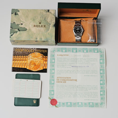 ロレックス/エクスプローラー1/14270/X番/オールトリチウム/シングルバックル/箱・保証書付き/ROLEX EXPLORER 1 REF.14270 All tritium Single Buckle 1991Y with Box and Paper