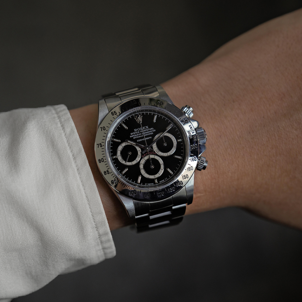 ロレックス/デイトナ16520/R番/段落ちマーク1ダイヤル/200タキベゼル/逆6/シングルバックル/ROLEX DAYTONA REF.16520 “Mk1, Floating Dial” Mk1, 200 Tachy Bezel 1988y