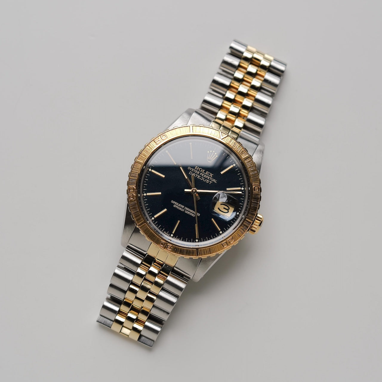 ゆきです ロレックス/デイトジャスト16253/18KYG/艶ありネイビーダイヤル/ ROLEX