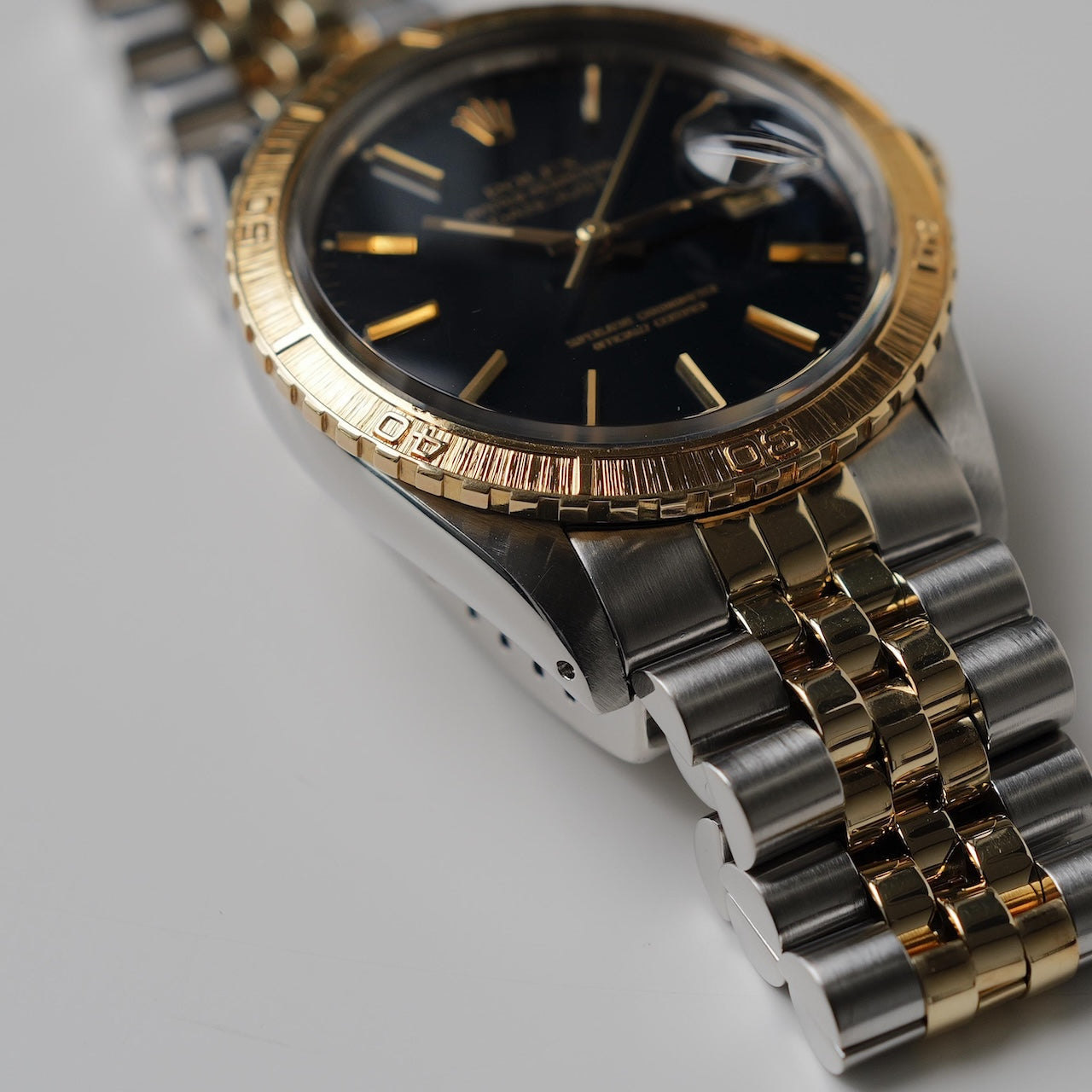 ゆきです ロレックス/デイトジャスト16253/18KYG/艶ありネイビーダイヤル/ ROLEX