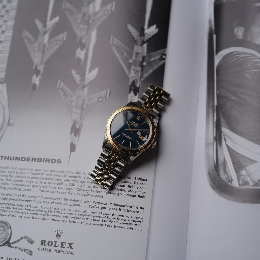 ロレックス/デイトジャスト16253/18KYG/艶ありネイビーダイヤル/ ROLEX DATE-JUST THUNDERBIRD REF.16253 "NAVY GILT Dial" 18KYG 1980Y