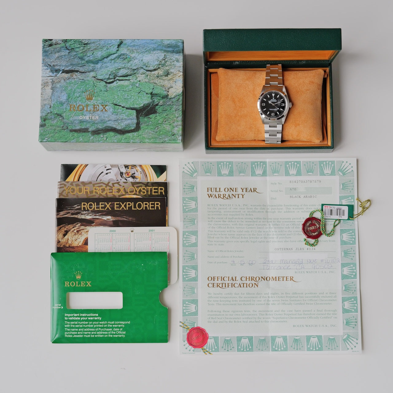 ロレックス/エクスプローラー14270/A番/ノンポリッシュ/裏蓋シール/USギャラ付きフルセット/ROLEX EXPLORER 1 REF.14270 A-Serial US Guarantee 1998-99Y Unpolished Full Set