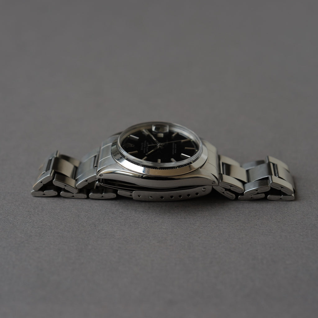 ロレックス/デイトジャスト1600/ミラーダイヤル/シルバーフォント/ROLEX DATE JUST REF.1600 BLACK MIRROR GILT DIAL 1970Y
