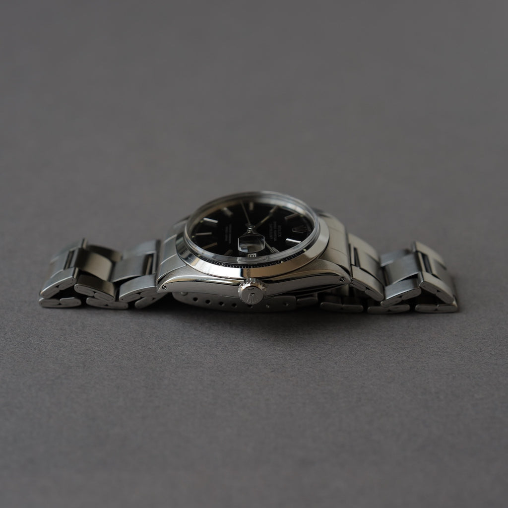 ロレックス/デイトジャスト1600/ミラーダイヤル/シルバーフォント/ROLEX DATE JUST REF.1600 BLACK MIRROR GILT DIAL 1970Y