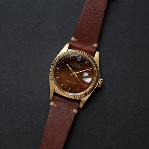 ロレックス/デイトジャスト16018/ウォールナット/ウッドダイヤル/18Kイエローゴールド/ROLEX DATE JUST REF.16018 "WALLNUT" Wood Dial 18KYG 1982Y