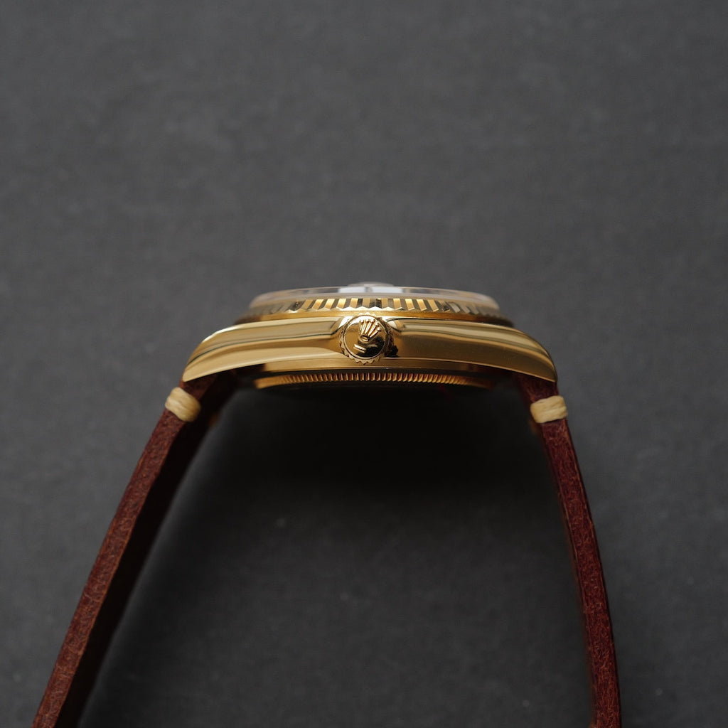 ロレックス/デイトジャスト16018/ウォールナット/ウッドダイヤル/18Kイエローゴールド/ROLEX DATE JUST REF.16018 "WALLNUT" Wood Dial 18KYG 1982Y