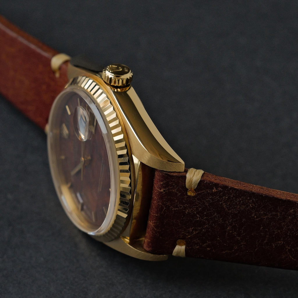ロレックス/デイトジャスト16018/ウォールナット/ウッドダイヤル/18Kイエローゴールド/ROLEX DATE JUST REF.16018 "WALLNUT" Wood Dial 18KYG 1982Y