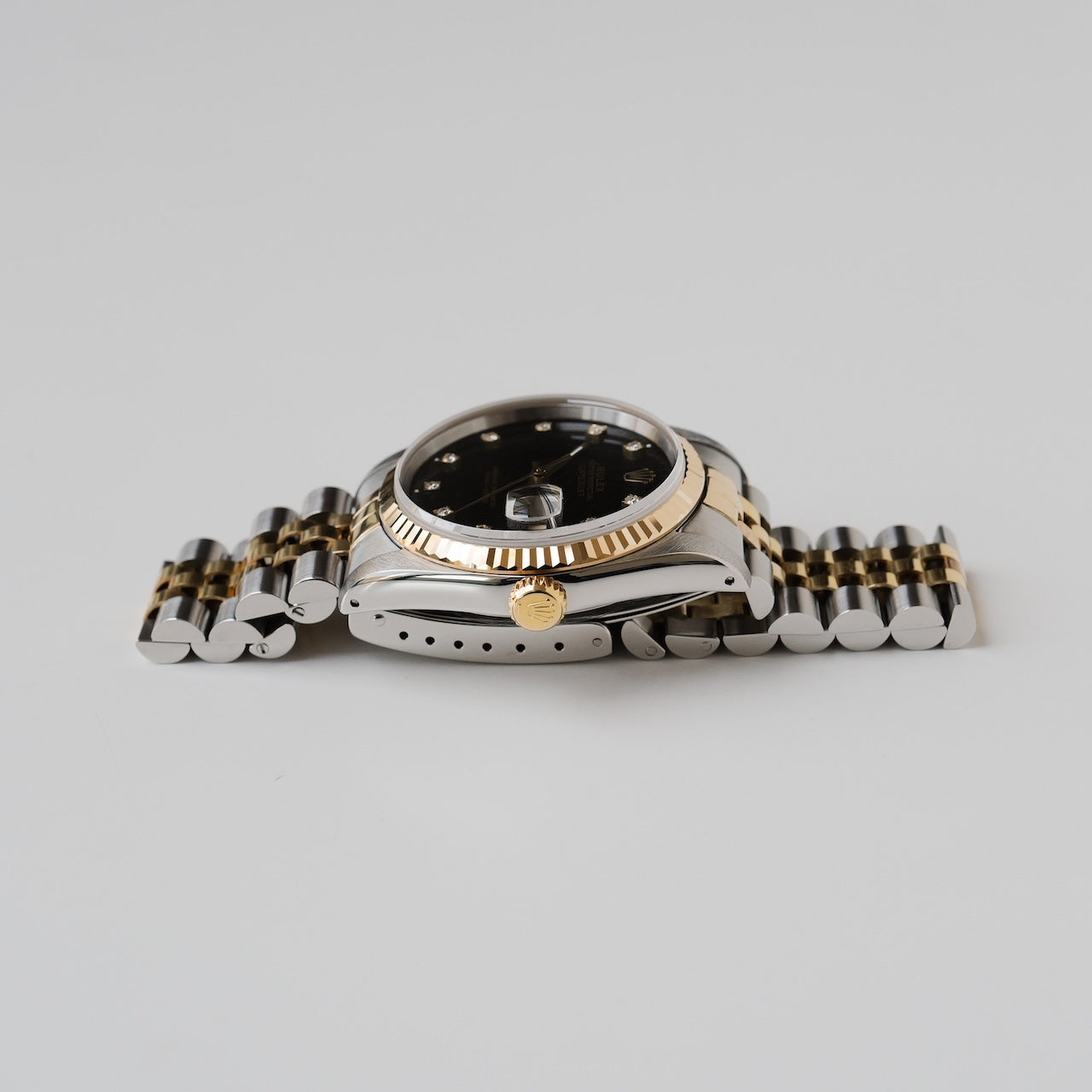 ロレックス/デイトジャスト16233G/X番/黒文字盤/10Pダイヤモンド/ROLEX DATE JUST Ref.16233G "Black Dial 10P Diamonds" 1991Y