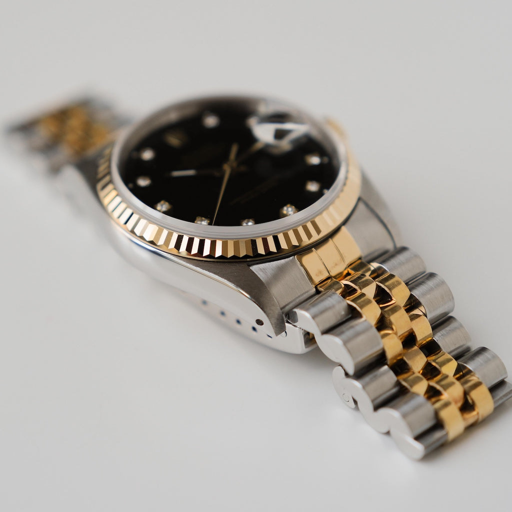 ロレックス/デイトジャスト16233G/X番/黒文字盤/10Pダイヤモンド/ROLEX DATE JUST Ref.16233G "Black Dial 10P Diamonds" 1991Y