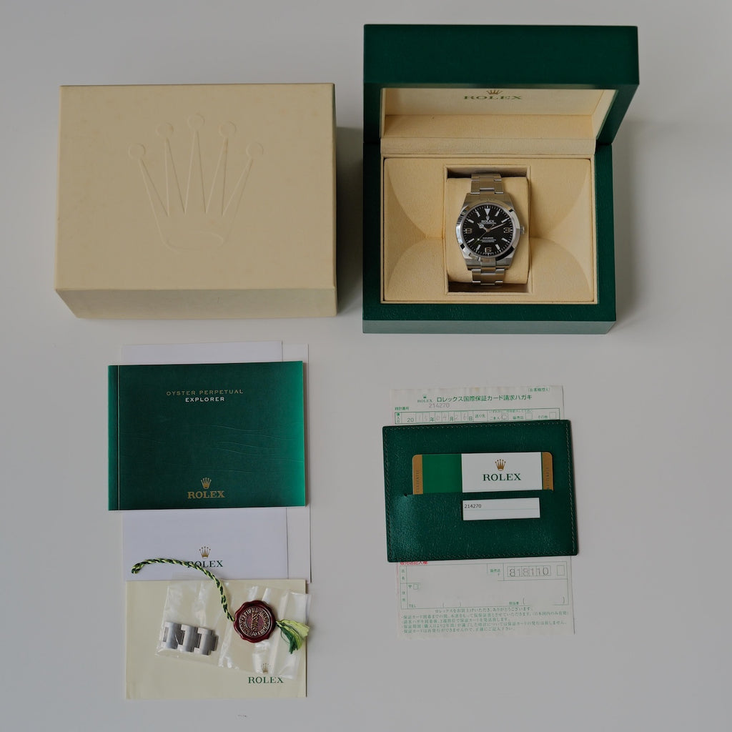 ロレックス/エクスプローラー1/214270/ブラックアウト/マーク1/国内正規保証書付きフルセット/ROLEX EXPLORER1 REF.214270 Mk1 BLACK OUT Dial Short Hands 2015