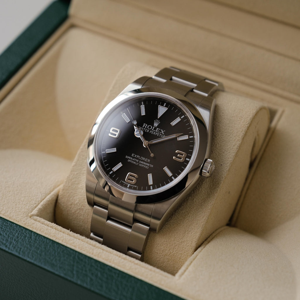 ロレックス/エクスプローラー1/214270/ブラックアウト/マーク1/国内正規保証書付きフルセット/ROLEX EXPLORER1 REF.214270 Mk1 BLACK OUT Dial Short Hands 2015