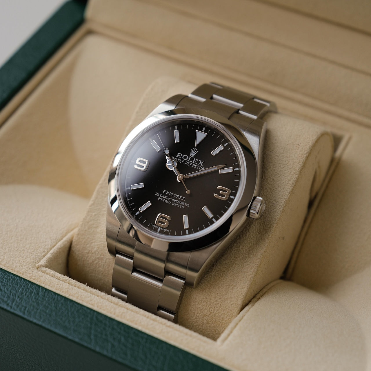 ロレックス/エクスプローラー1/214270/ブラックアウト/マーク1/国内正規保証書付きフルセット/ROLEX EXPLORER1 REF.214270 Mk1 BLACK OUT Dial Short Hands 2015