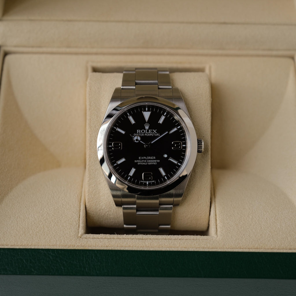 ロレックス/エクスプローラー1/214270/ブラックアウト/マーク1/国内正規保証書付きフルセット/ROLEX EXPLORER1 REF.214270 Mk1 BLACK OUT Dial Short Hands 2015