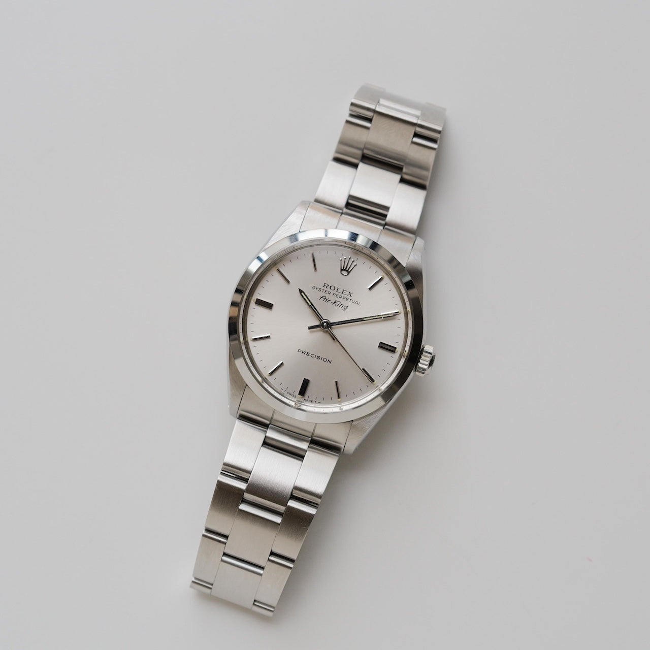 ロレックス/エアキング5500/シルバーダイヤル/裏蓋シール/元箱・保証書つき/ROLEX Air-King Ref.5500 Silver Dial 1988Y with Box and Paper