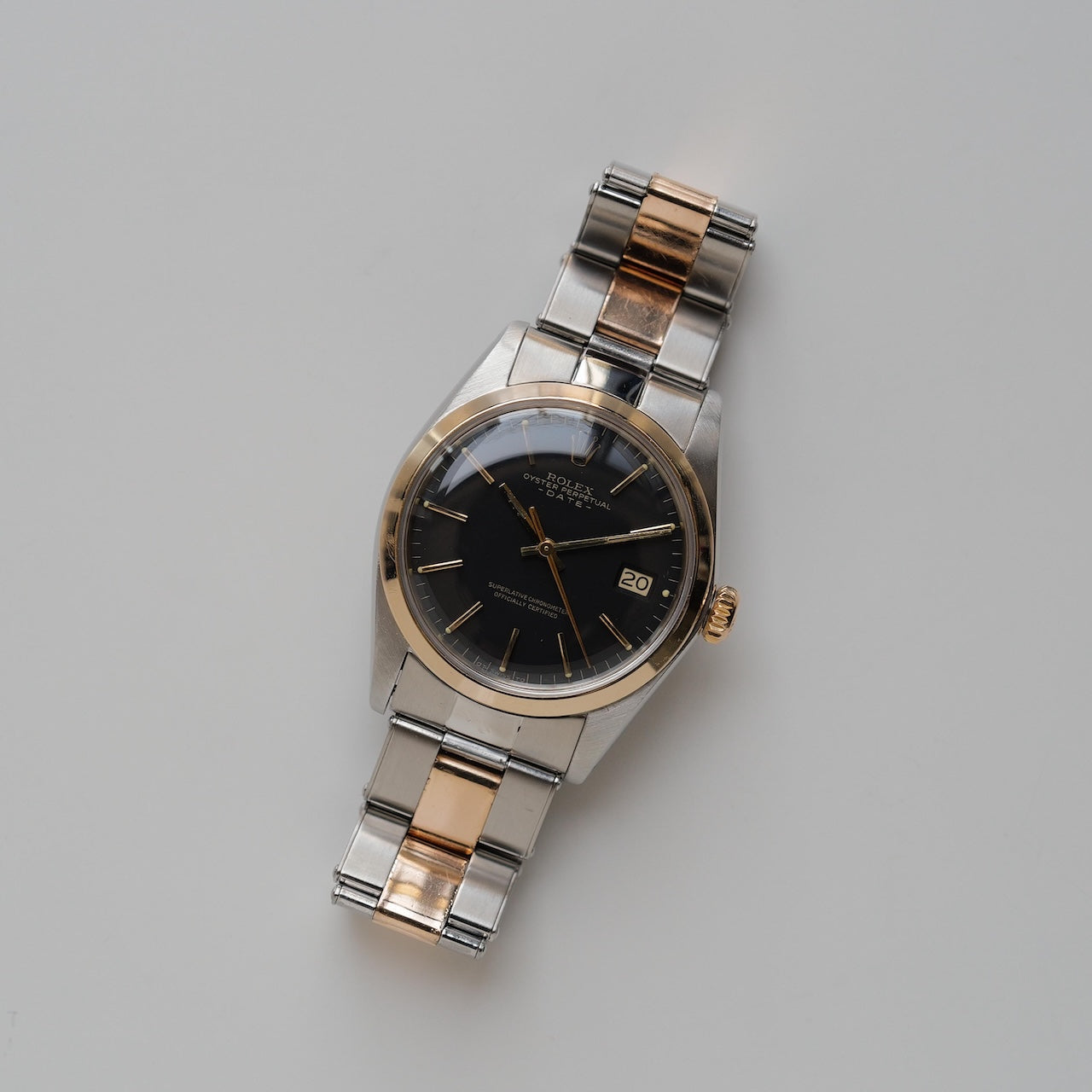 ロレックス/オイスターデイト1500/黒文字盤/ピンクゴールド/ROLEX OYSTER PERPETUAL DATE REF.1500 Black Dial Pink Gold 1975Y