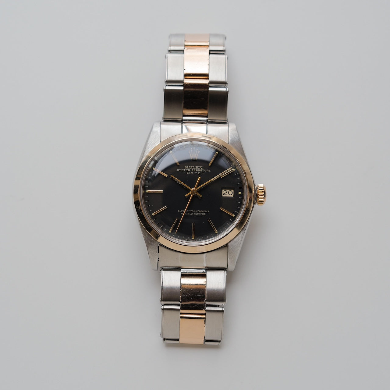 ロレックス/オイスターデイト1500/黒文字盤/ピンクゴールド/ROLEX OYSTER PERPETUAL DATE REF.1500 Black Dial Pink Gold 1975Y