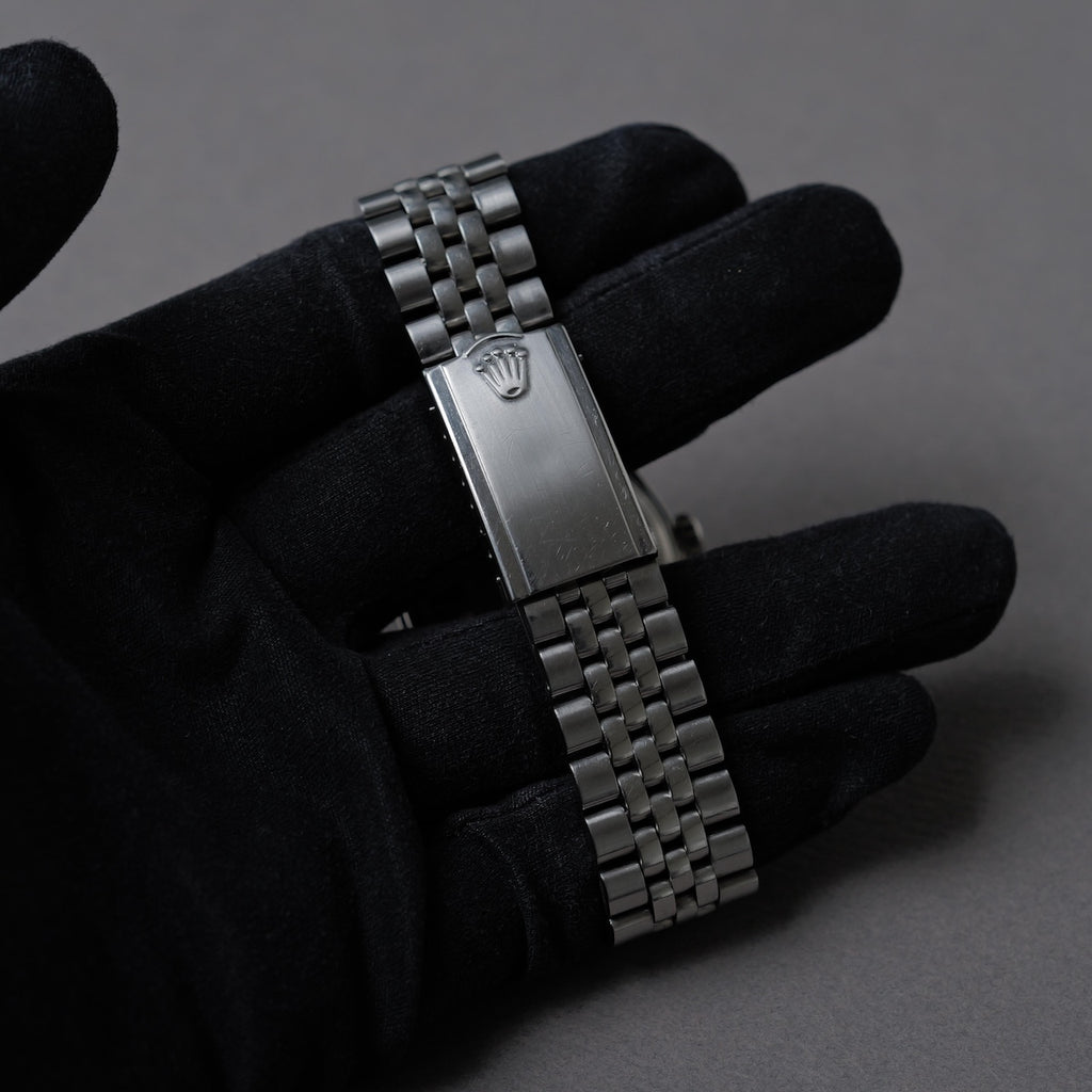 ロレックス/デイトジャスト1603/マット黒文字盤/シルバーフォント/エンジンターンドベゼル/USジュビリー/ROLEX DATE-JUST REF.1603 "Black Matte dial" US Jubilee  Silver print 1969Y