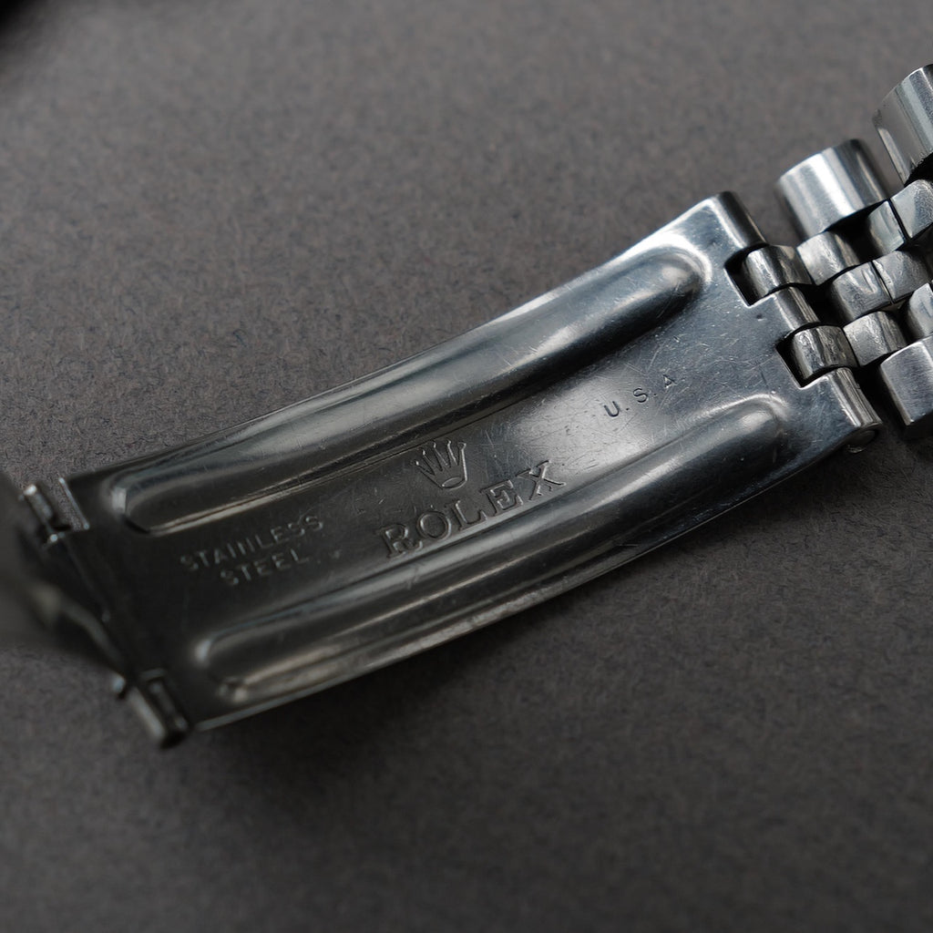 ロレックス/デイトジャスト1603/マット黒文字盤/シルバーフォント/エンジンターンドベゼル/USジュビリー/ROLEX DATE-JUST REF.1603 "Black Matte dial" US Jubilee  Silver print 1969Y