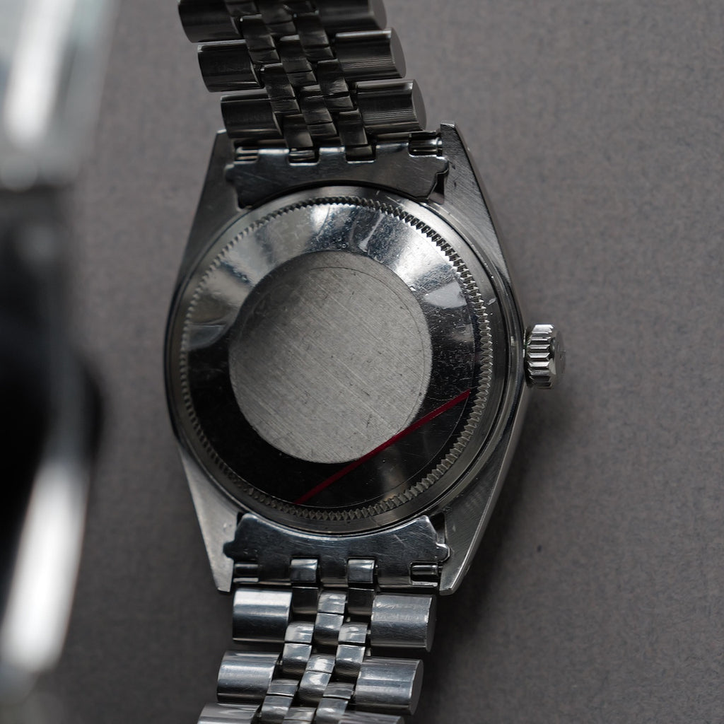ロレックス/デイトジャスト1603/マット黒文字盤/シルバーフォント/エンジンターンドベゼル/USジュビリー/ROLEX DATE-JUST REF.1603 "Black Matte dial" US Jubilee  Silver print 1969Y