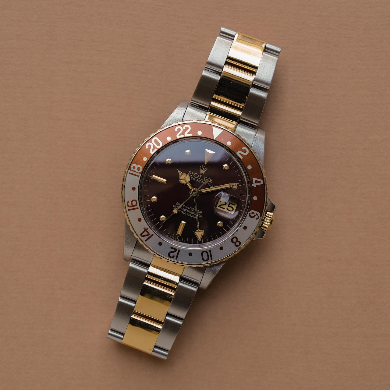 ロレックス/GMTマスター16753/茶つぼ/ダークレッド/ルートビア/保証書付き/ROLEX GMT MASTER REF.16753 "Brown Nipple dial" Root Beer 1982Y with Paper