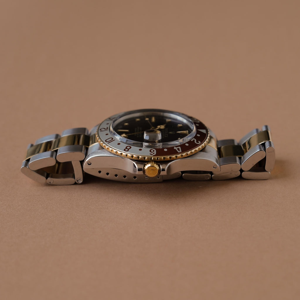 ロレックス/GMTマスター16753/茶つぼ/ダークレッド/ルートビア/保証書付き/ROLEX GMT MASTER REF.16753 "Brown Nipple dial" Root Beer 1982Y with Paper
