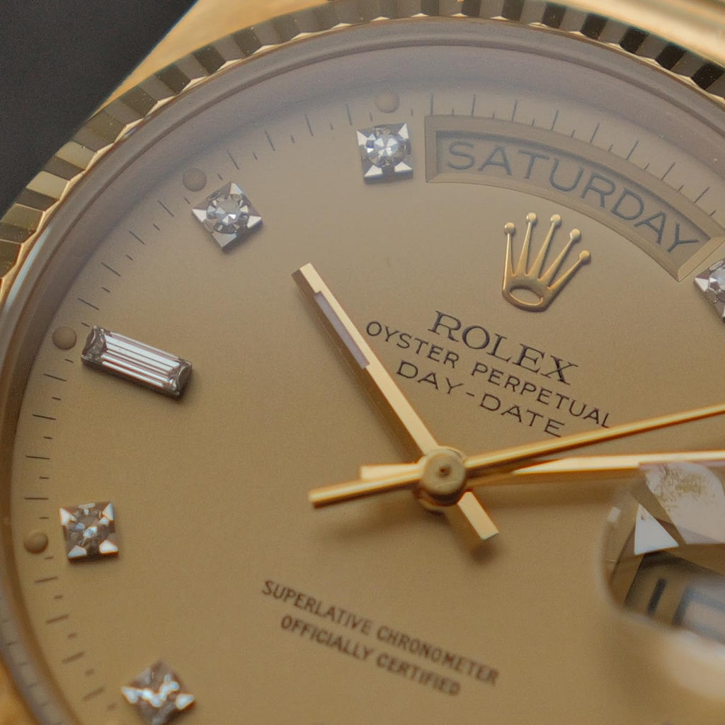 ロレックス/デイデイト18038/シャンパン/10Pダイヤモンド/保証書付き/ROLEX DAY-DATE Ref.18038 "10P Diamonds" 18KYG 1984y with Paper
