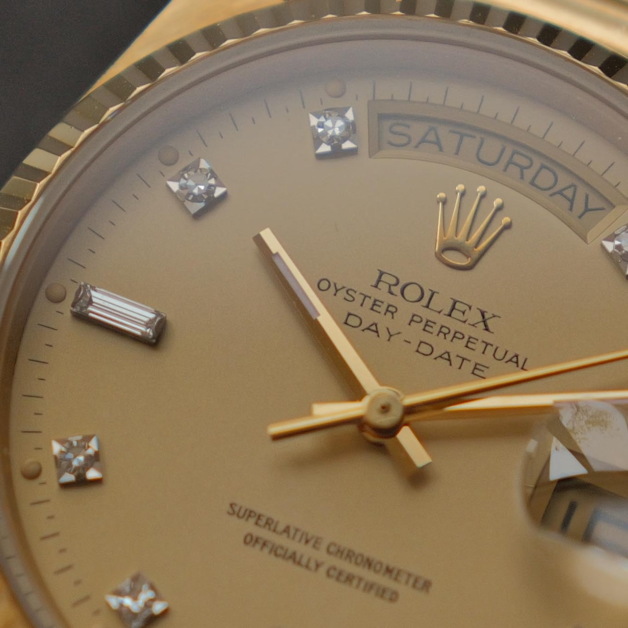 ロレックス/デイデイト18038/シャンパン/10Pダイヤモンド/保証書付き/ROLEX DAY-DATE Ref.18038 "10P Diamonds" 18KYG 1984y with Paper