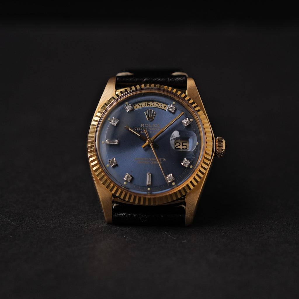 ロレックス/デイデイト1803A/8/ブルーグレー/10Pダイヤモンド/ROLEX DAY-DATE Ref.1803A/8 "BLUE GREY 10P DIAMONDS" 18KYG 1973y