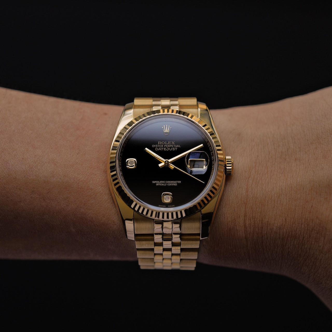 ロレックス/デイトジャスト116238/2BR/オニキス/2Pダイヤモンド/18Kイエローゴールド/保証書付き/ROLEX DATEJUST REF.116238 2BR "ONYX" 18KYG 2013Y with Paper