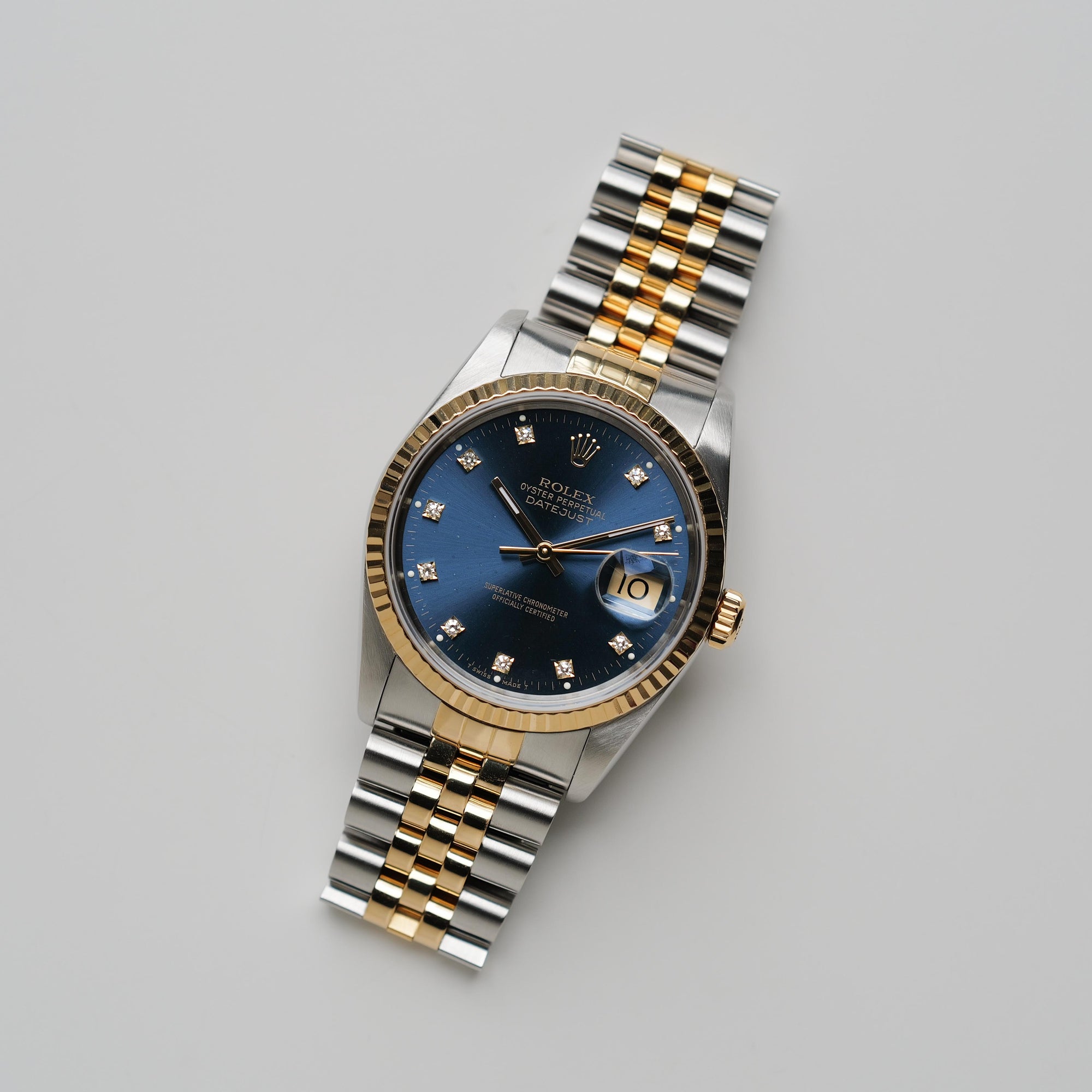 ロレックス/デイトジャスト16233G/L番/ブルー10Pダイヤモンド/SSx18Kイエローゴールド/SROLEX DATEJUST REF.16233G "BLUE 10P DIAMONDS" SS x 18KYG 1989Y