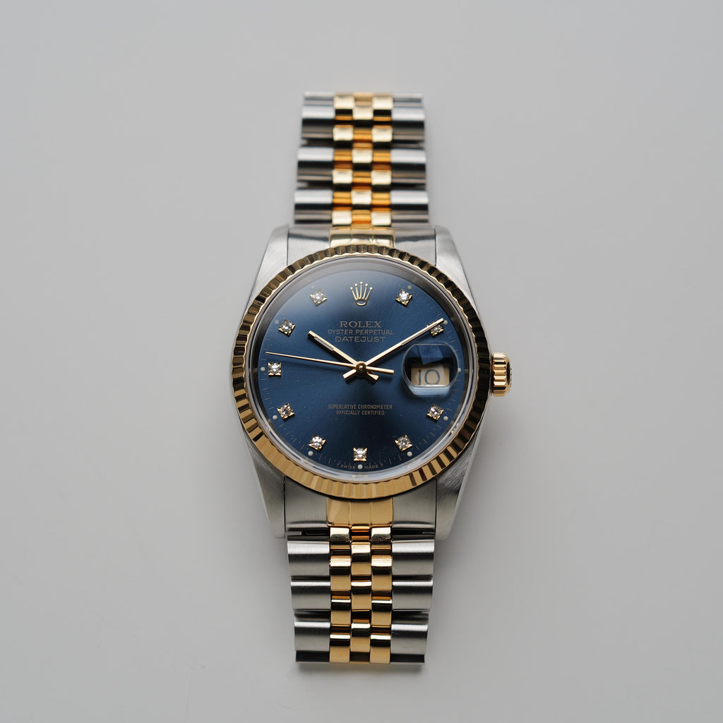 ロレックス/デイトジャスト16233G/L番/ブルー10Pダイヤモンド/SSx18Kイエローゴールド/SROLEX DATEJUST REF.16233G "BLUE 10P DIAMONDS" SS x 18KYG 1989Y
