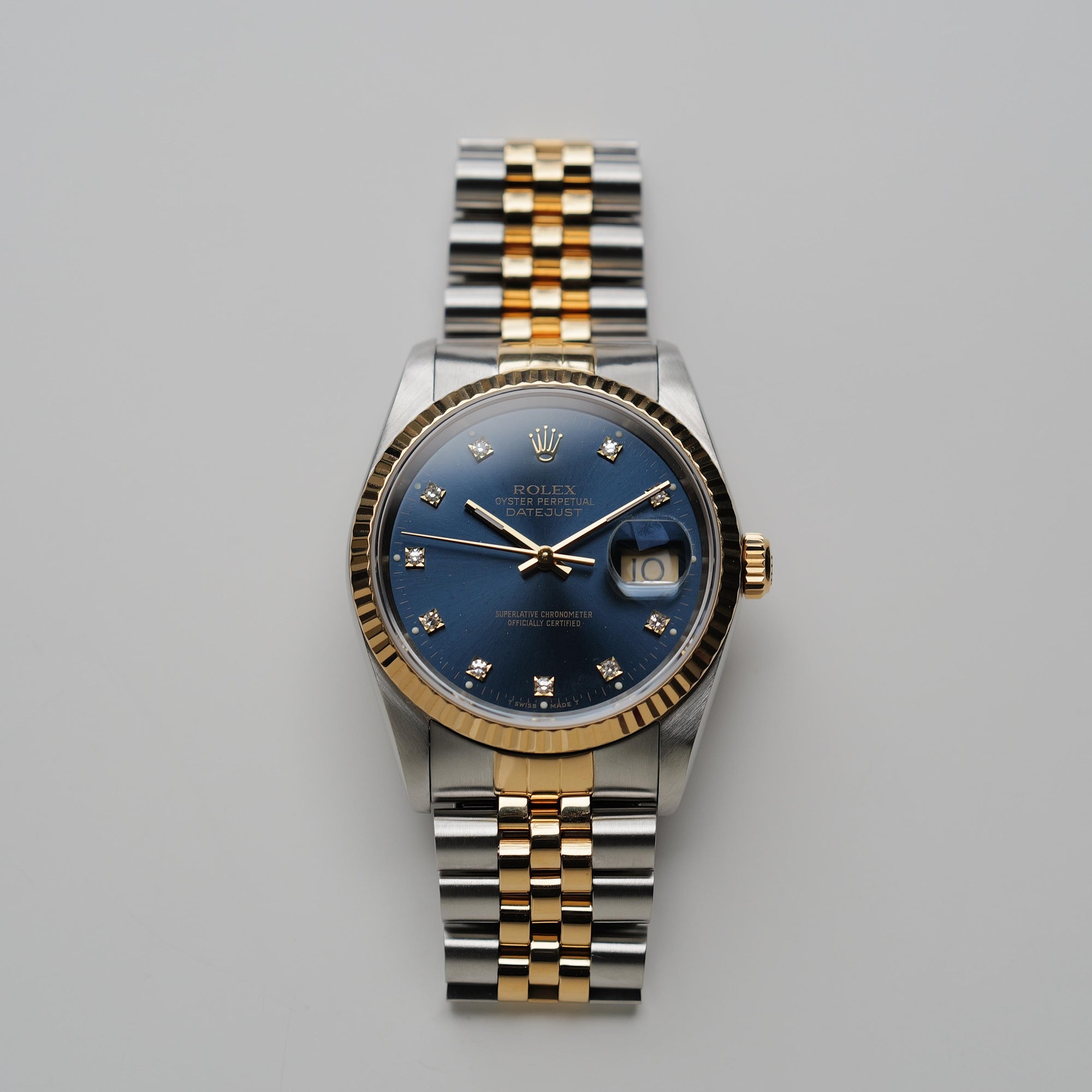 ロレックス/デイトジャスト16233G/L番/ブルー10Pダイヤモンド/SSx18Kイエローゴールド/SROLEX DATEJUST REF.16233G "BLUE 10P DIAMONDS" SS x 18KYG 1989Y