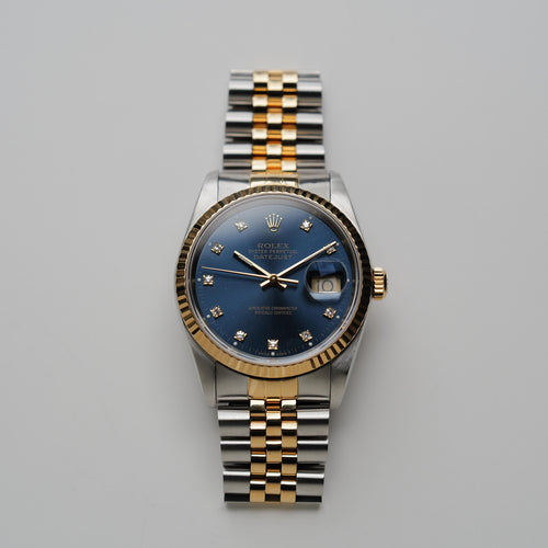 ロレックス/デイトジャスト16233G/L番/ブルー10Pダイヤモンド/SSx18Kイエローゴールド/SROLEX DATEJUST REF.16233G "BLUE 10P DIAMONDS" SS x 18KYG 1989Y
