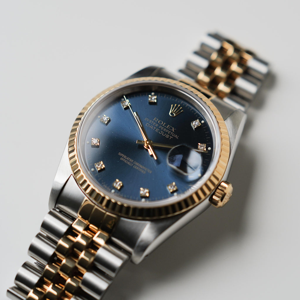 ロレックス/デイトジャスト16233G/L番/ブルー10Pダイヤモンド/SSx18Kイエローゴールド/SROLEX DATEJUST REF.16233G "BLUE 10P DIAMONDS" SS x 18KYG 1989Y