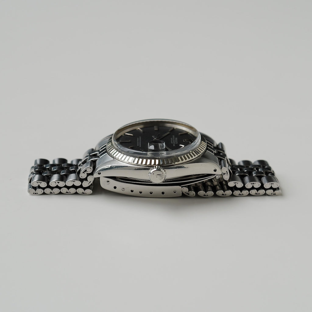 ロレックス/デイトジャスト1601/マットブラックダイヤル/シルバープリント/18KWGベゼル/ROLEX DATEJUST REF.1601 "Matte Black" 18KWG Bezel 1973Y