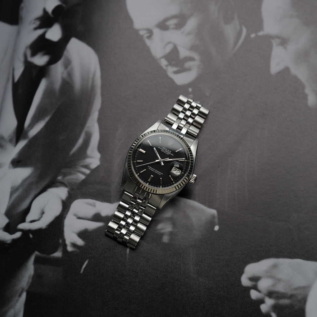 ロレックス/デイトジャスト1601/マットブラックダイヤル/シルバープリント/18KWGベゼル/ROLEX DATEJUST REF.1601 "Matte Black" 18KWG Bezel 1973Y