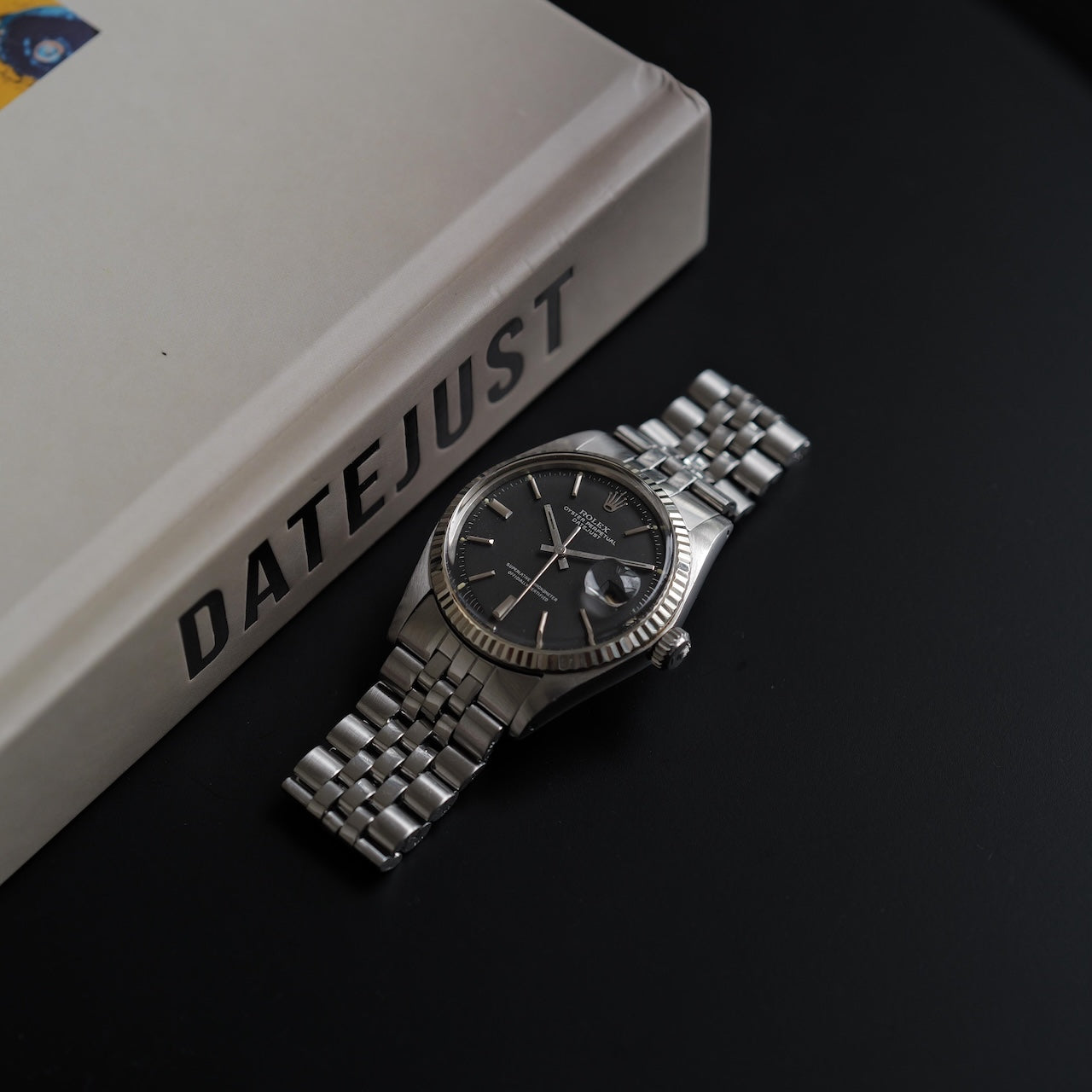 ロレックス/デイトジャスト1601/マットブラックダイヤル/シルバープリント/18KWGベゼル/ROLEX DATEJUST REF.1601 "Matte Black" 18KWG Bezel 1973Y